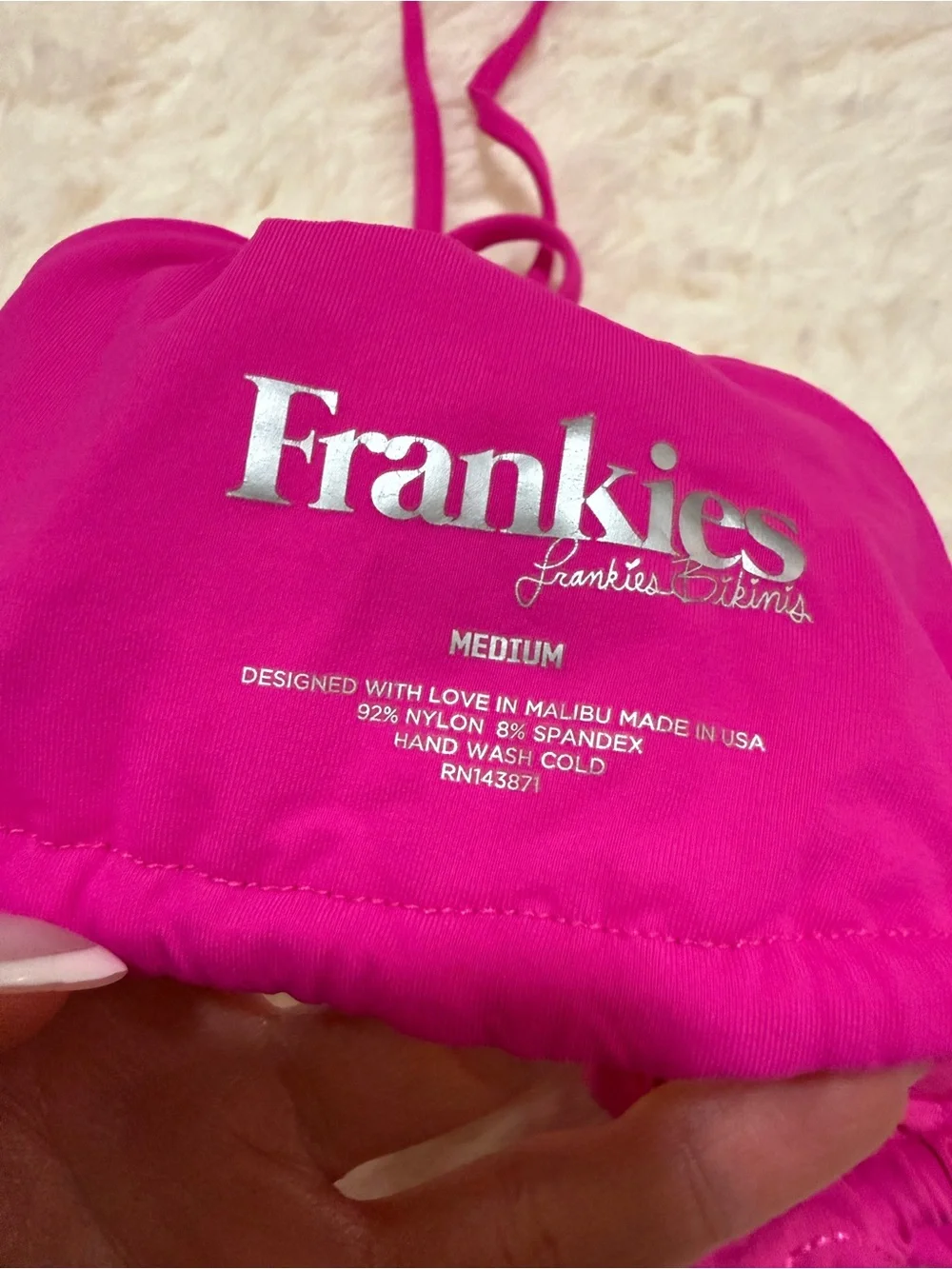 SET! Frankie's Bikinis Hot Pink Triangle Top And Bottoms Size M